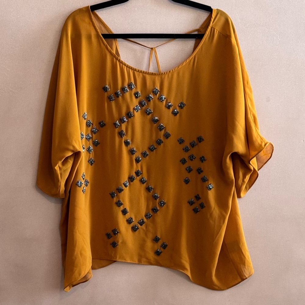 REVOLVE PJK Embellished Mustard Top